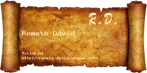 Remete Dávid névjegykártya